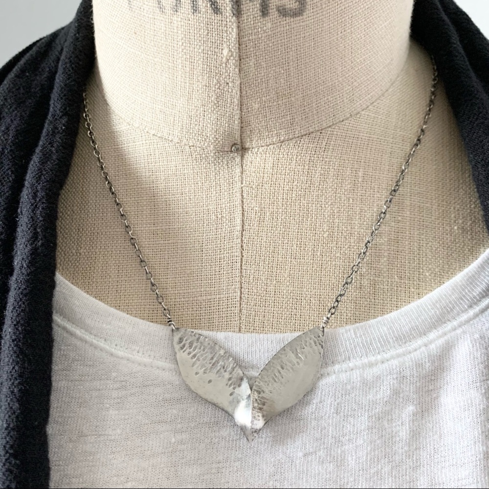 Artisan Sterling Silver Hammered Sculpted Necklace
